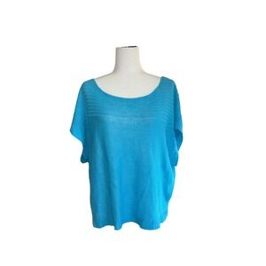Avalin‎ 100% Linen Knit Dolman Top  Turquoise Blue Women's Size M